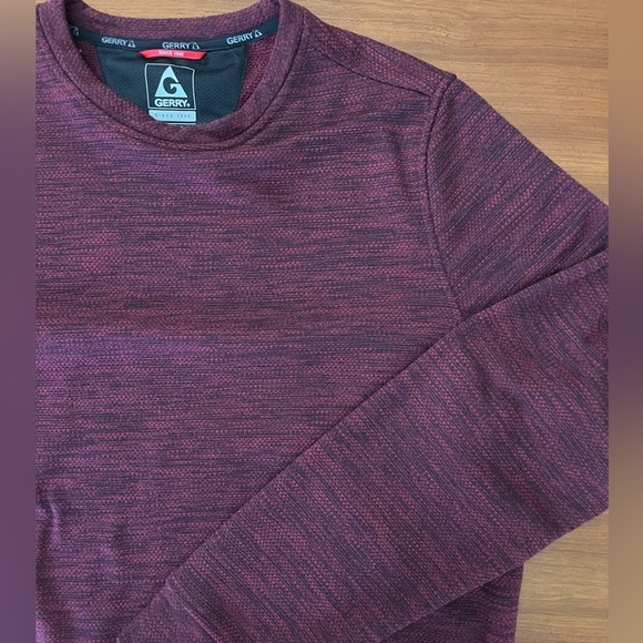 🔥 Gerry Men’s Maroon Textured Crewneck Sweatshirt Size L | Fall Winter Layering - Picture 1 of 9